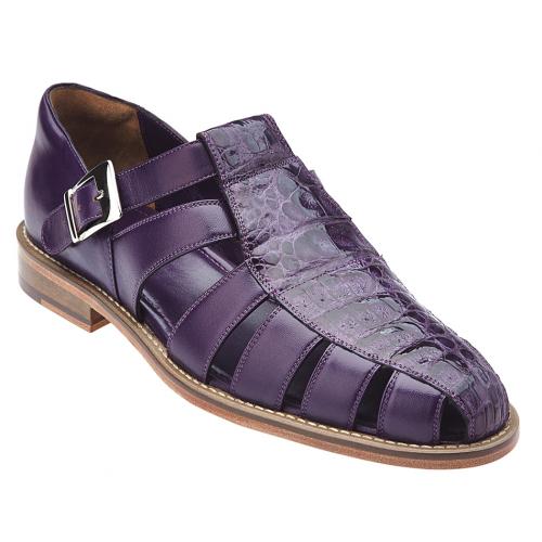 Belvedere "Fabrizio II" Purple Genuine Crocodile / Calf Sandals 903